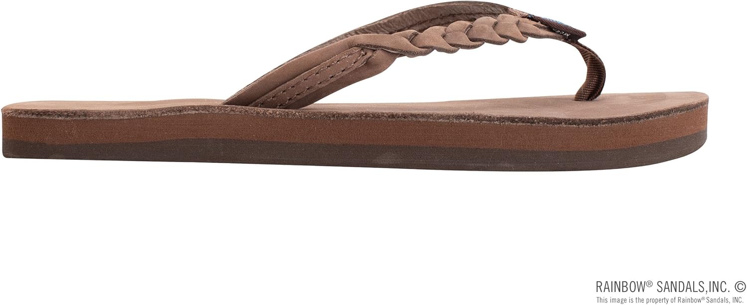 Детские сандалии Rainbow, один слой, премиум-кожа, плетеный ремешок Flirty Braidy Rainbow Sandals, эспрессо — фото 4