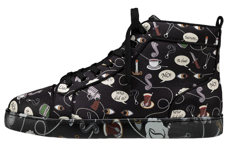 

Christian Louboutin CL LUBOTING Louis High Top, стильные мужские кроссовки для скейтбординга, черные