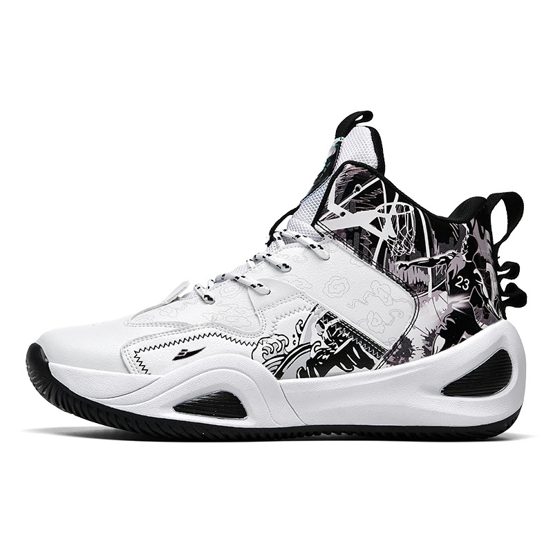

Kuding Удобные нескользящие износостойкие баскетбольные кроссовки Mid-Top Unisex бело-черные, цвет White Black