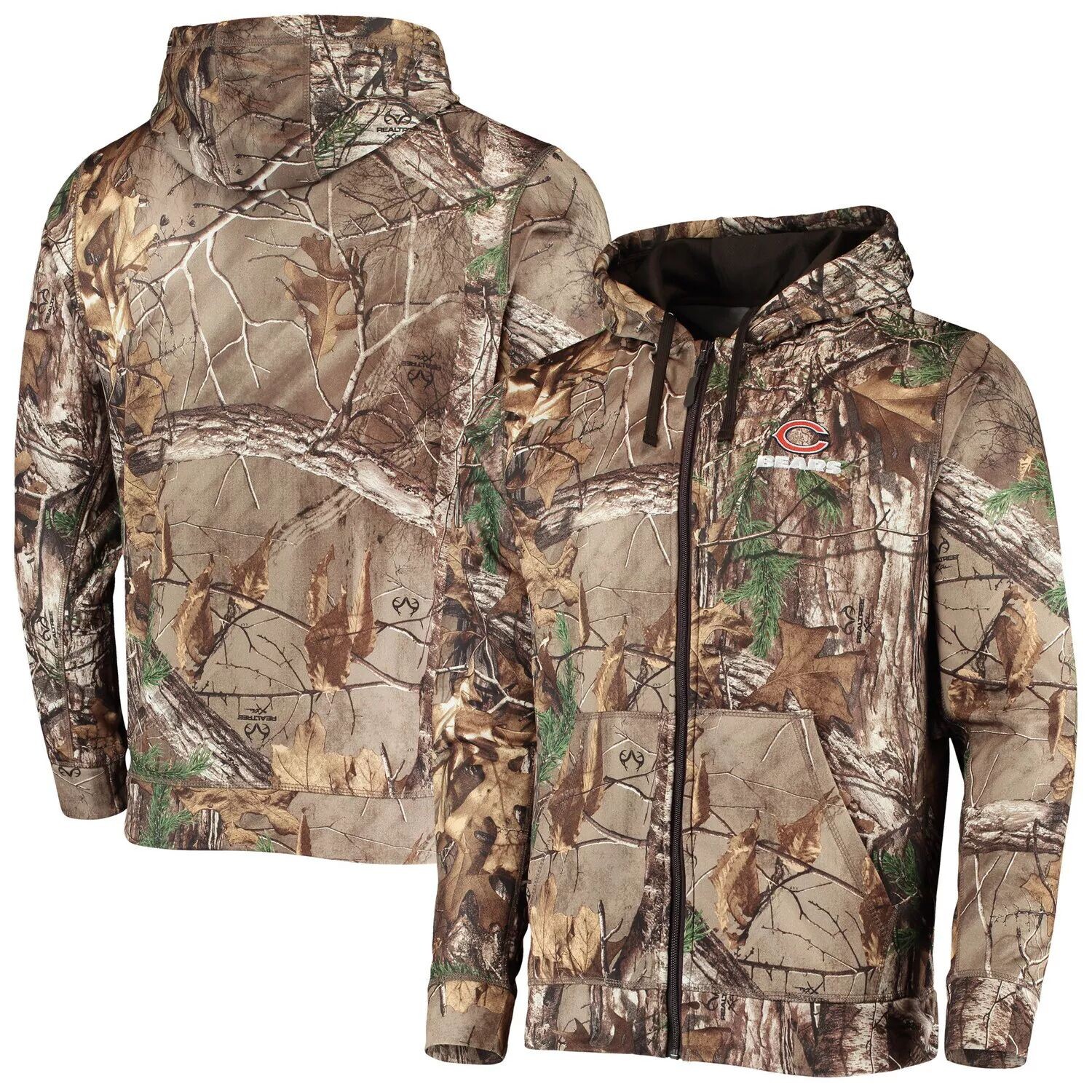 

Мужская флисовая толстовка с молнией во всю длину Dunbrooke Realtree Camo Chicago Bears Trophy Tech