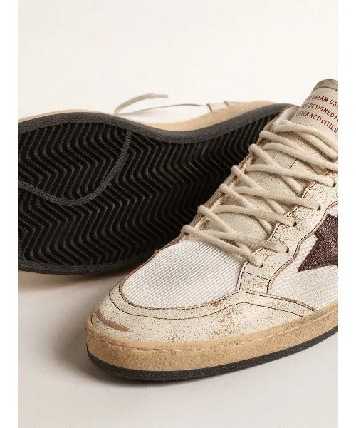 Мужские кроссовки Ballstar из кожи и текстиля GOLDEN GOOSE белые — фото 4