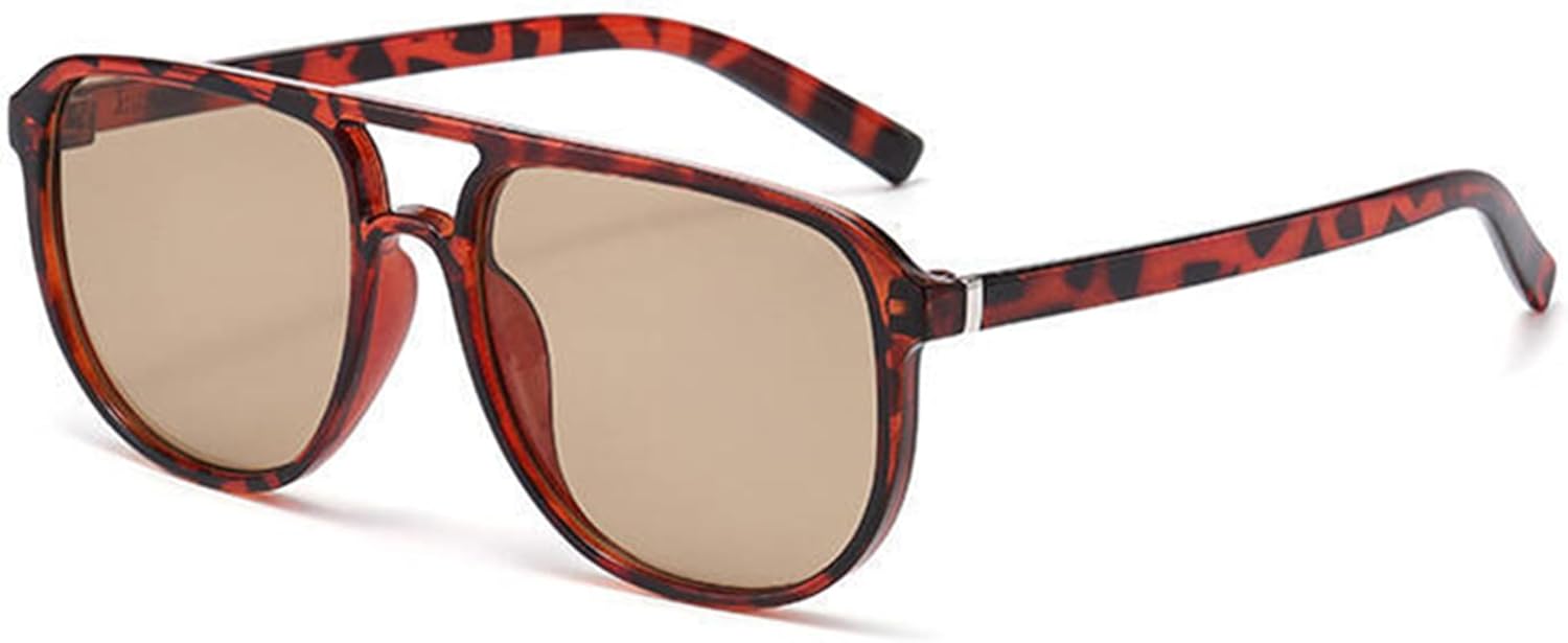 

bullabulling Модные солнцезащитные очки-пилот для женщин и мужчин. Классические ретро-солнцезащитные очки 70-х годов с двойной перемычкой, квадратной формы, винтажные маленькие солнцезащитные очки, Leopard