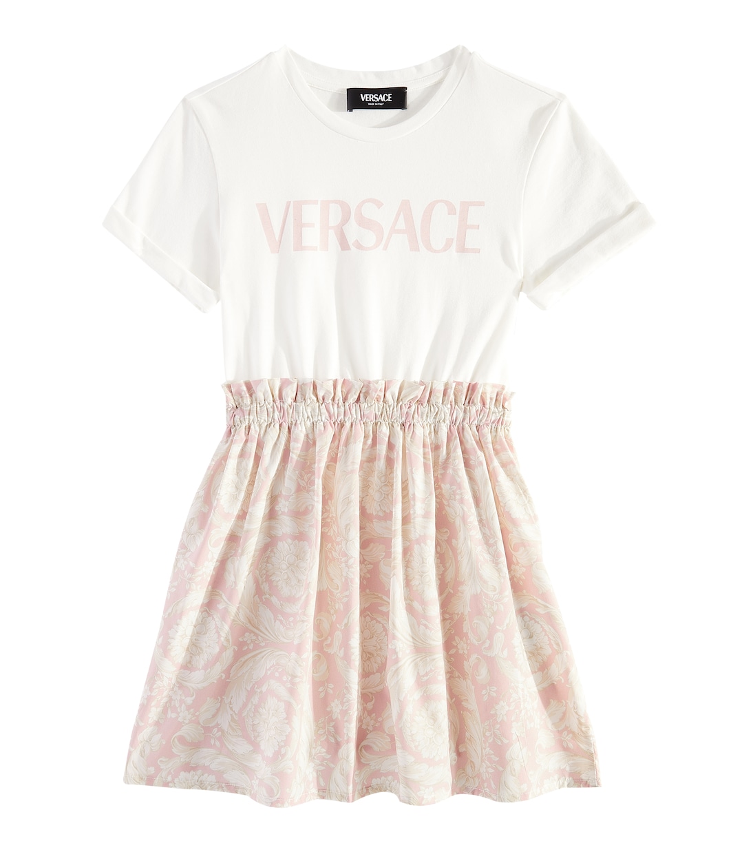 

Платье из хлопка Barocco Versace Kids, Bianco + Rosa