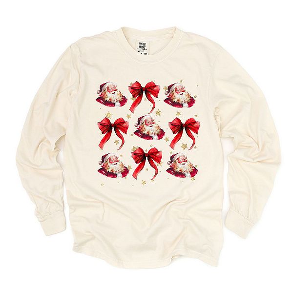 

Coquette santa and bow chart garment dyed футболка с длинным рукавом Simply Sage Market, Ivory