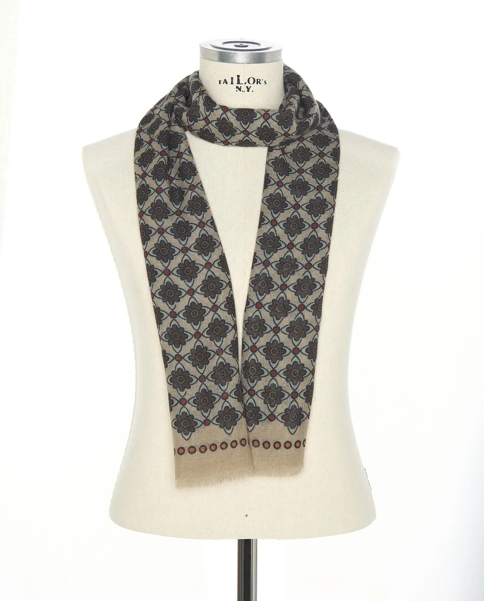 

Мужской платок из шерсти с принтом Mirto, бежевый