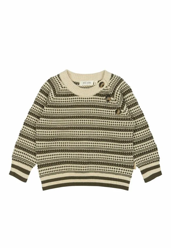 

Скандинавский джемпер дирча Petit Piao, Dark Off White Dusty Moss