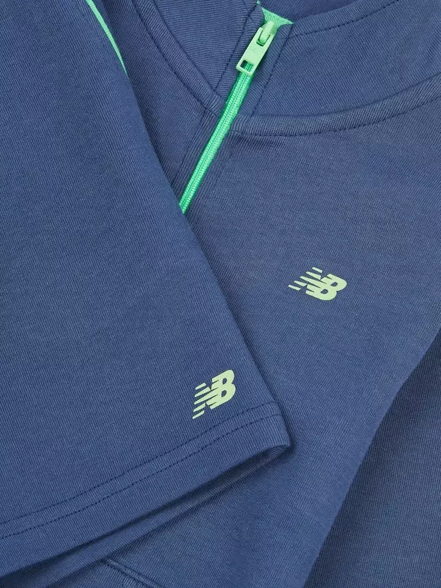 Детский хлопковый комплект из куртки на молнии и шорт, темно-синий (Nb) New Balance — фото 4