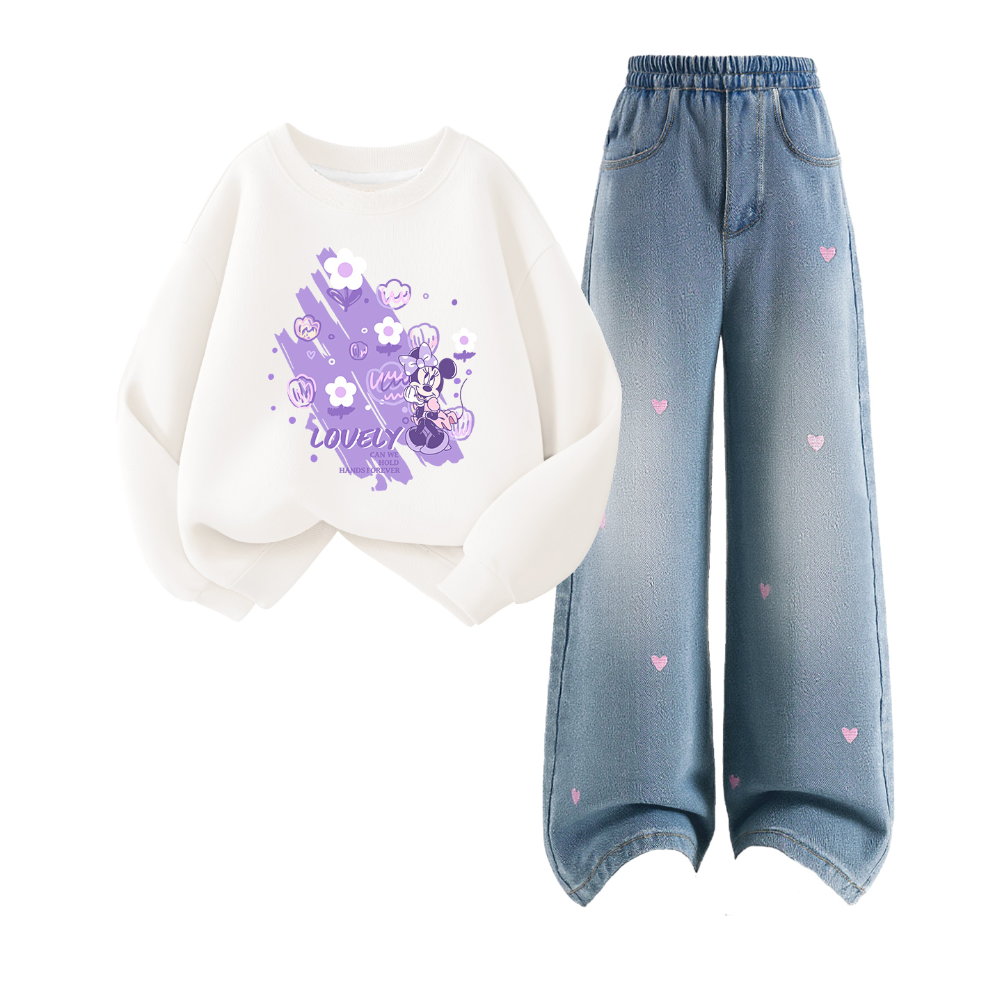 

Детская повседневная спортивная одежда Disney, Di Bubble White+Solid Color Sea Salt Blue