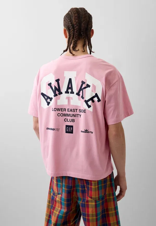 Футболка Awake ny boxy tee print t-shirt Gap, новый розовый кристалл