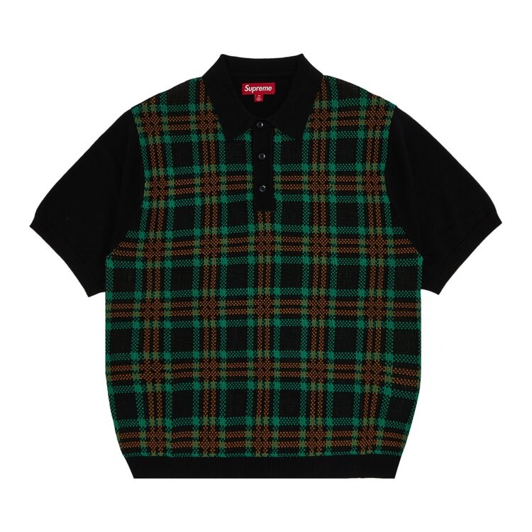 

Поло Supreme Plaid Knit Short-Sleeve Polo, черный