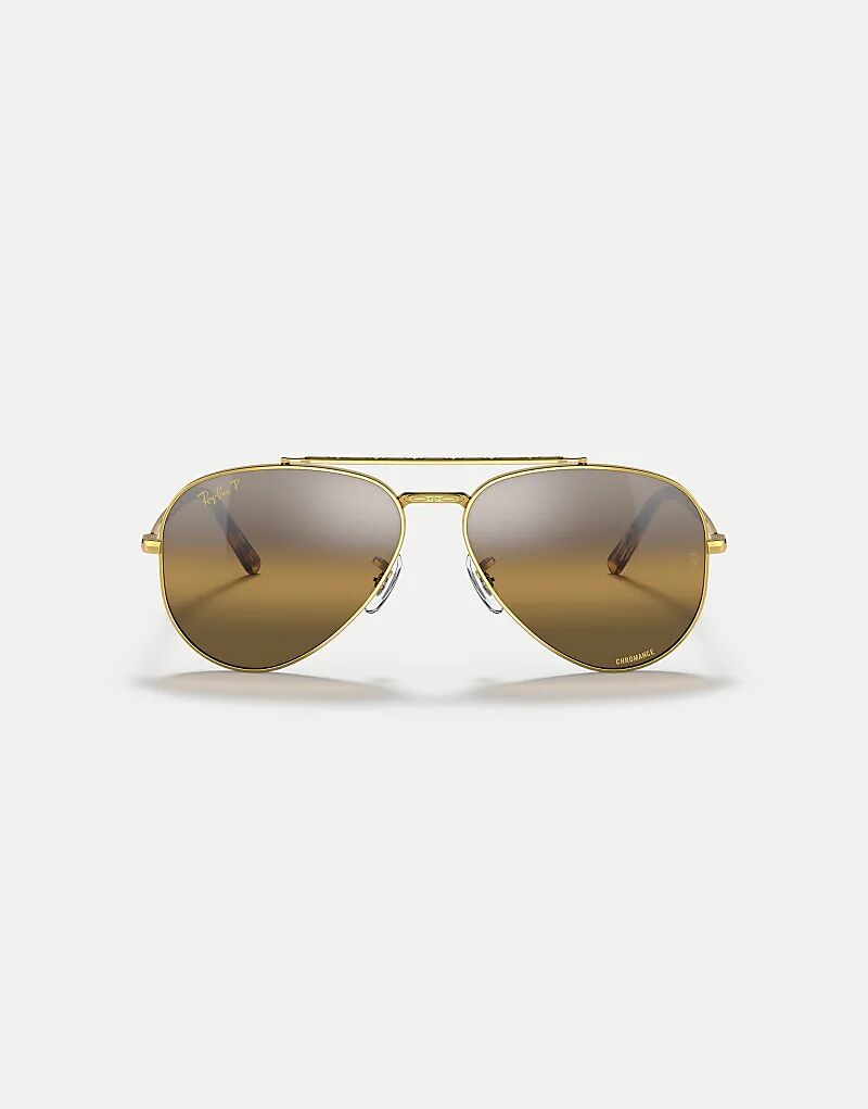 

Солнцезащитные очки Ray-Ban New "авиатор" с поляризованными линзами коричневого цвета и золотым покрытием