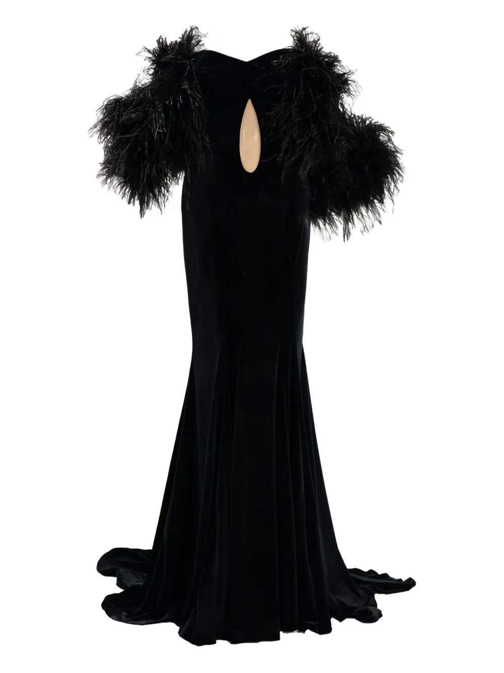 

Макси-платье с вырезами и украшением перьями Ana Radu, черный