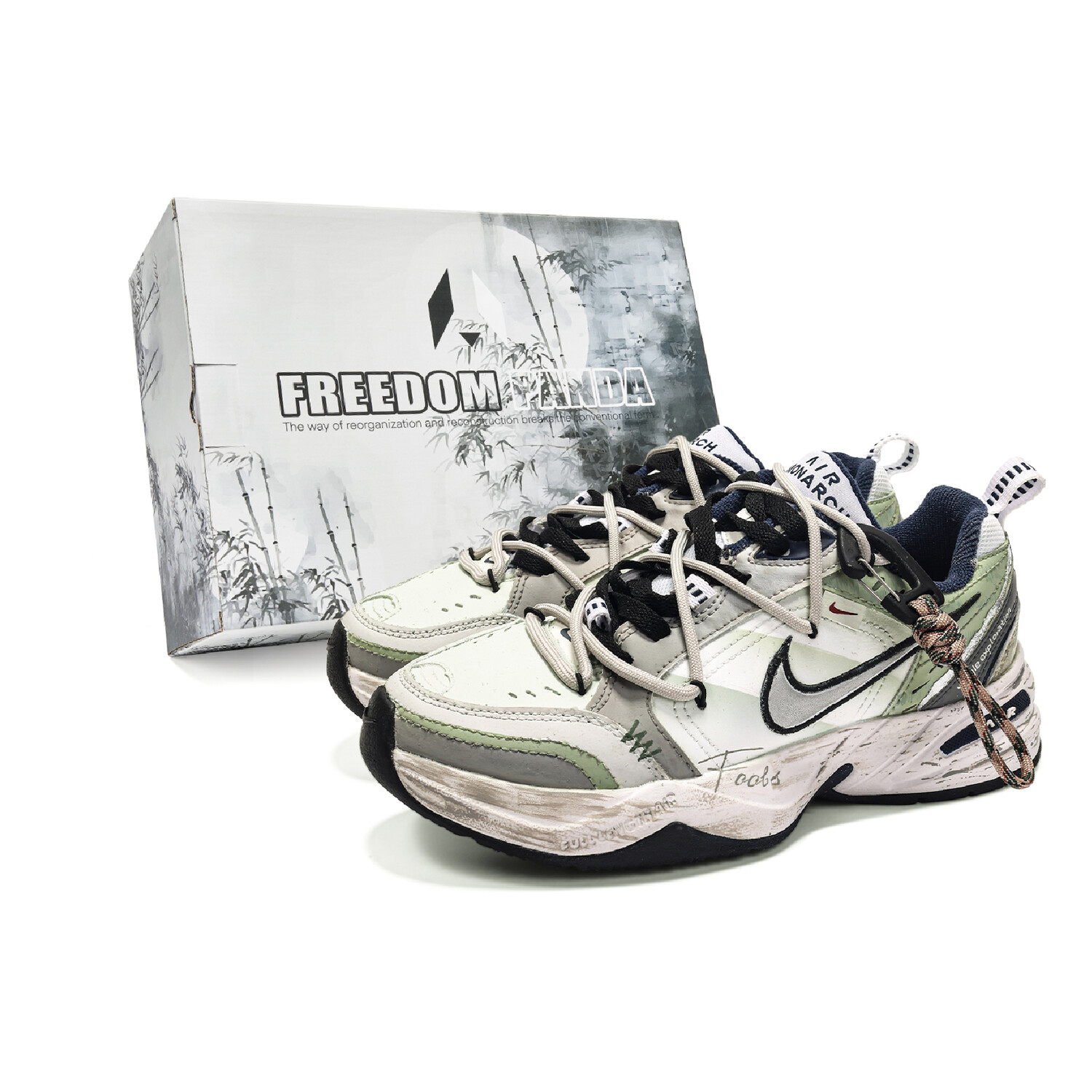 

Кроссовки Nike Air Monarch 4 Chunky Sneakers Unisex Low-top Grey/green, зеленый