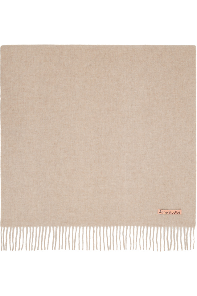 

Acne Studios Большой шерстяной шарф бежевого цвета с бахромой