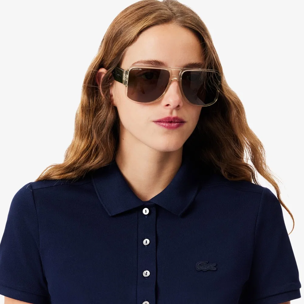 Футболка поло Lacoste облегающая, тёмно-синяя — фото 2