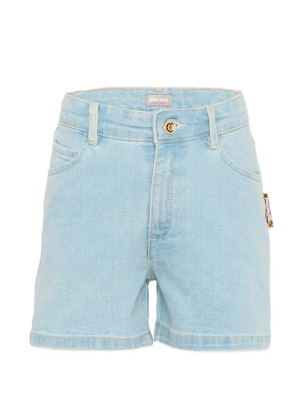 Джинсовые шорты с логотипной нашивкой Just Cavalli Kids, синий