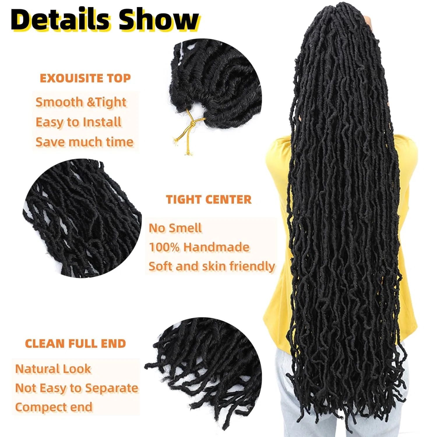 Синтетические дреды Faux Loc Crochet Hair для наращивания ‎Zbyxpp, 613 — фото 4