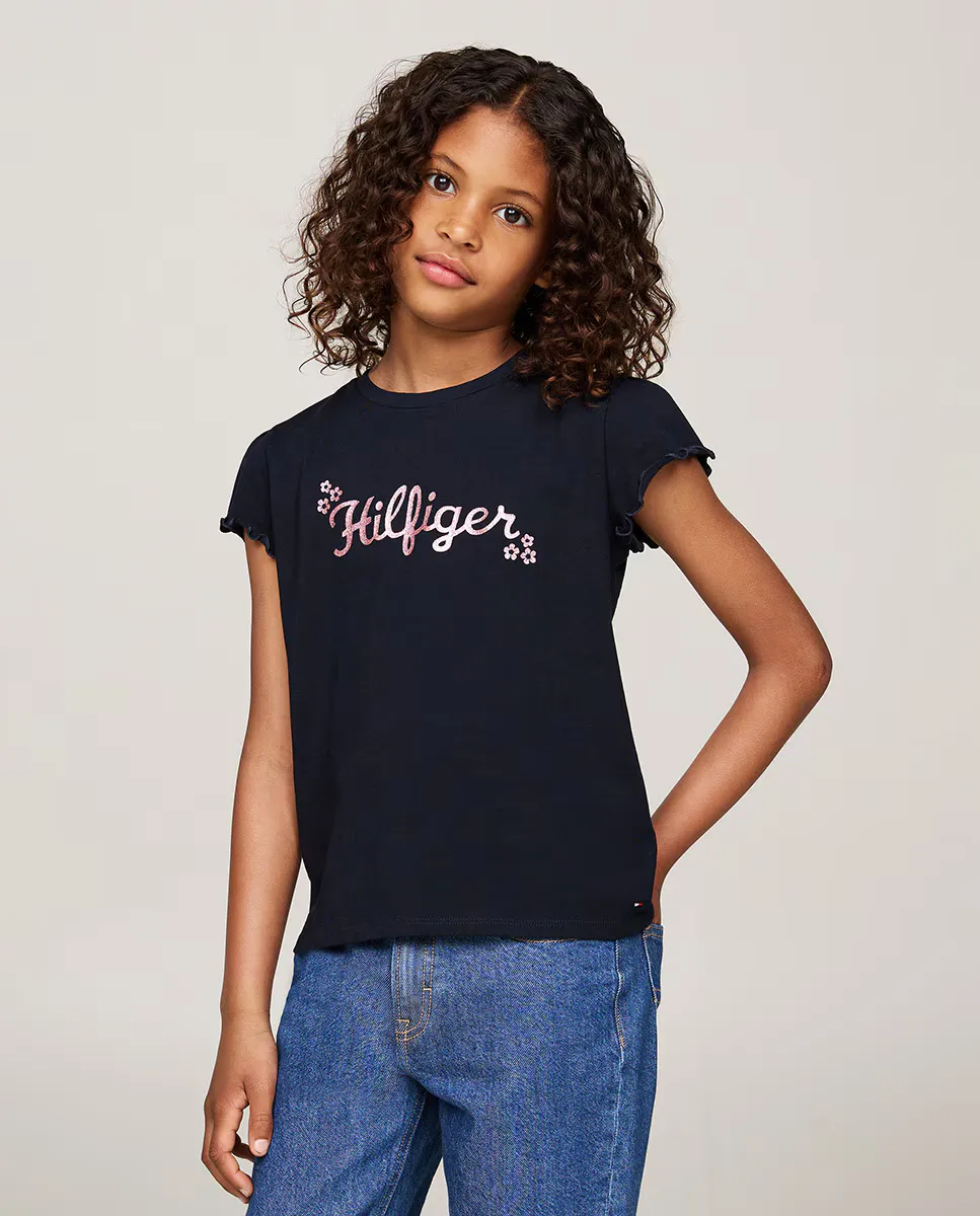 

Детская футболка с короткими рукавами и рюшами Tommy Hilfiger, синий