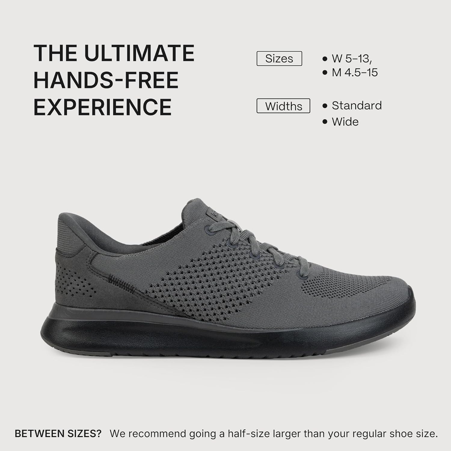 Кроссовки Kizik Slip On: Lima- удобные для повседневной носки, с Hands-Free, дышащий верх из трикотажа, мужские и женские прогулочные обувь с поддержкой свода стопы, Graphite — фото 4