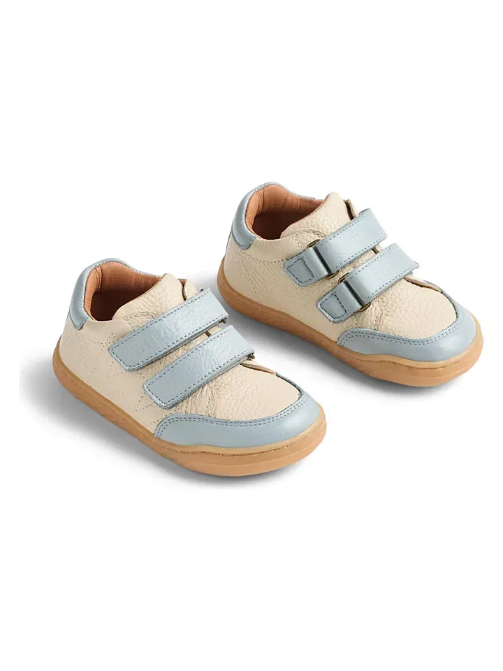 Сникерсы кожаные Wheat Beige/Голубой
