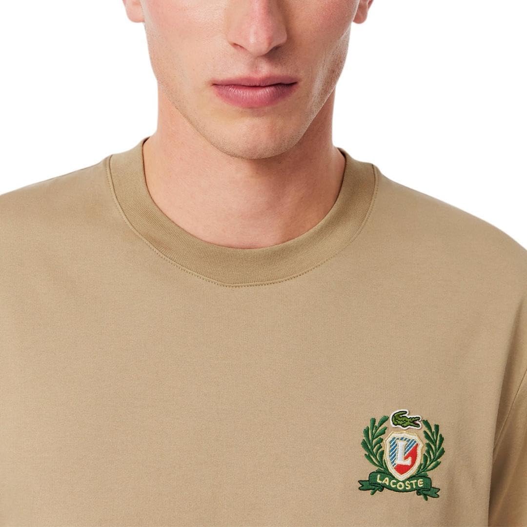 Футболка мужская Lacoste Classic Fit с принтом, коричневый — фото 2