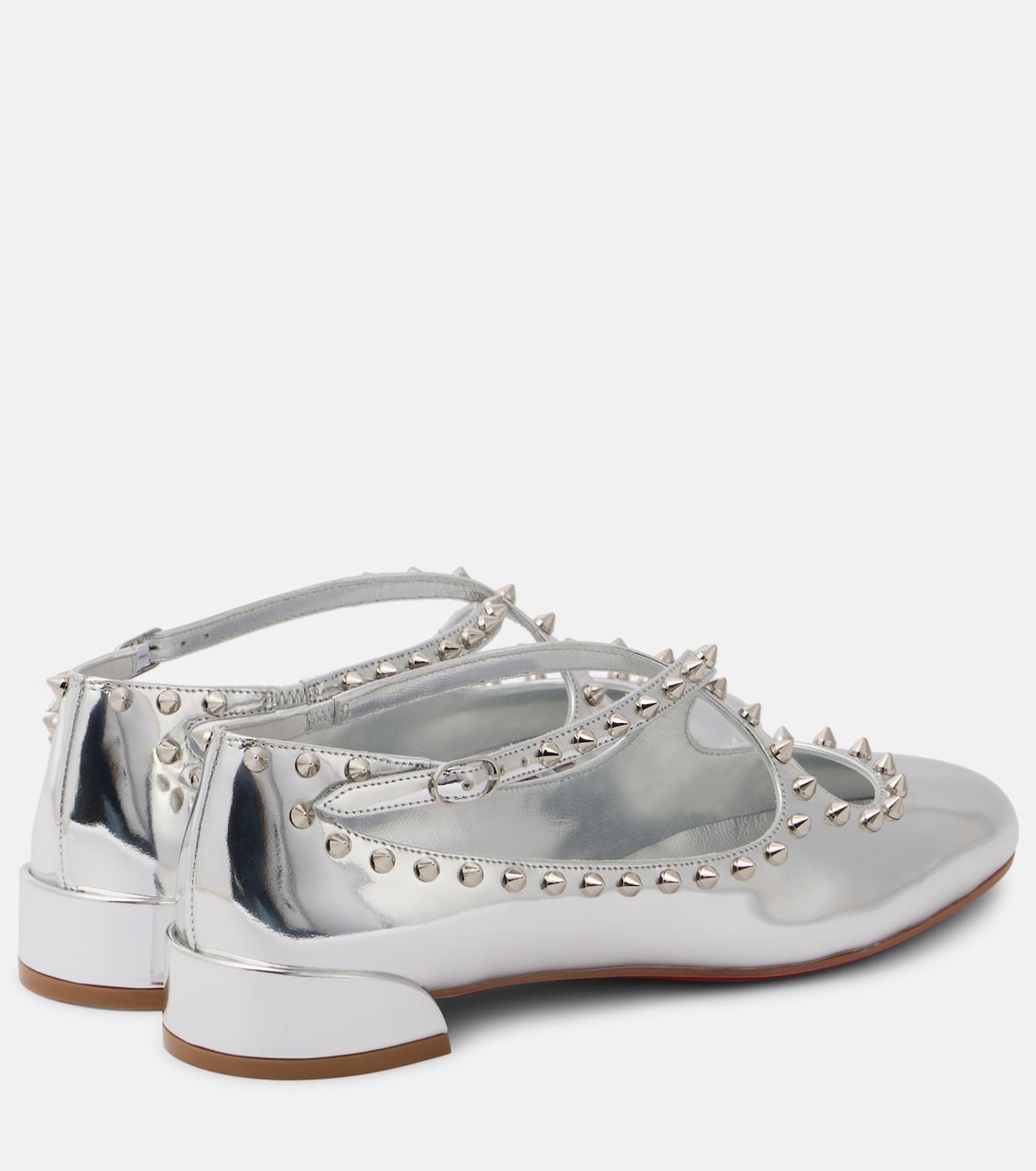 Пилоута Джейн балетки на шпильке из кожи Christian Louboutin, Silver/Lin Silver — фото 2