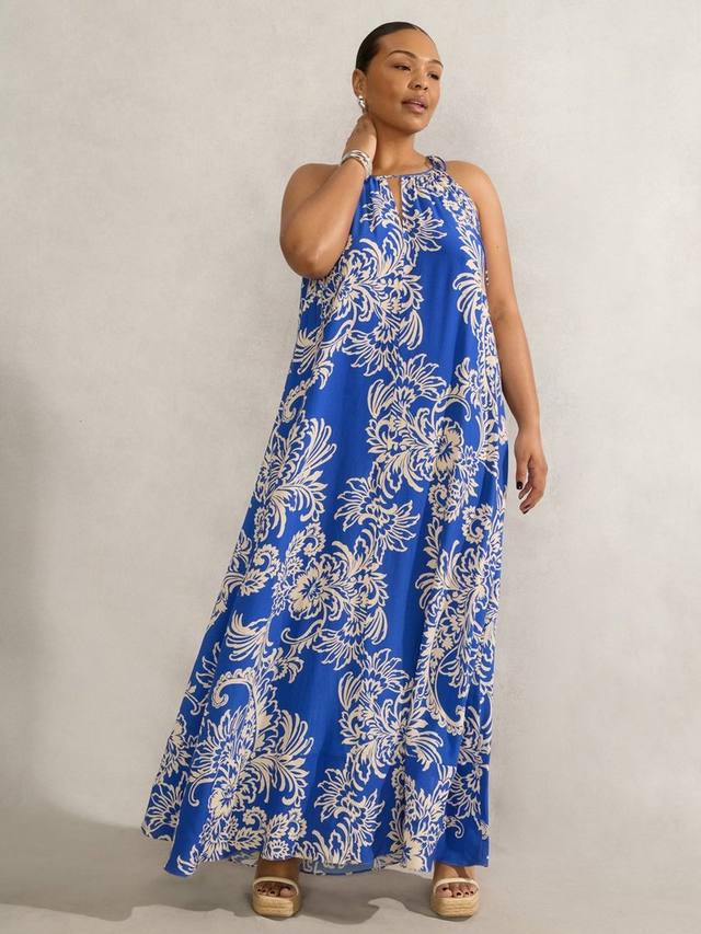 

Платье миди Curve Floral с запахом Live Unlimited, Blue/Multi