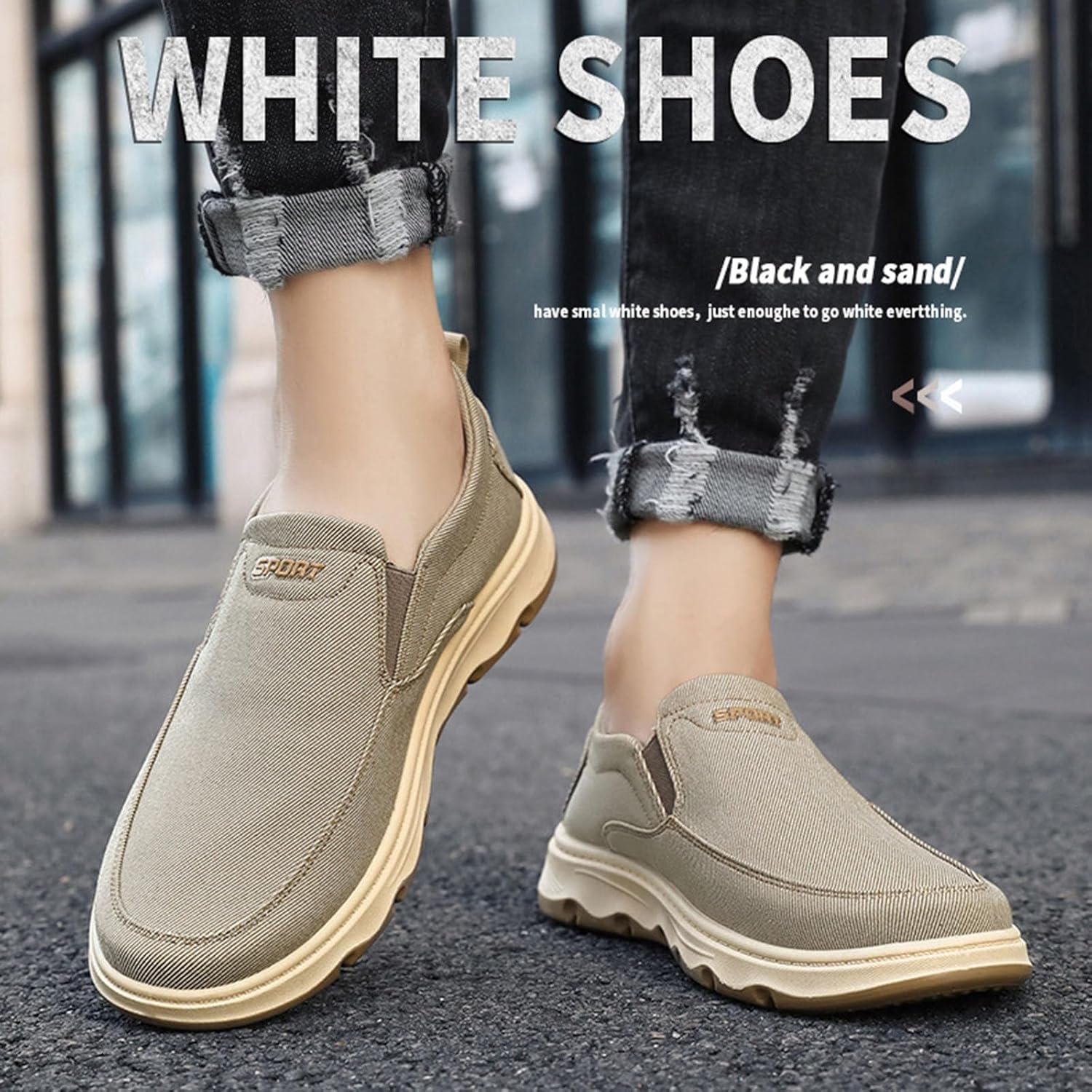 Мужская повседневная обувь Espadrilles Удобные легкие лоферы с плоской резиновой подошвой для прогулок по пляжу Generic, хаки — фото 2