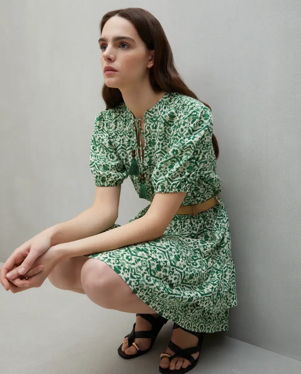 

Платье с коротким рукавом и оборкой на талии Easy Wear, зеленый