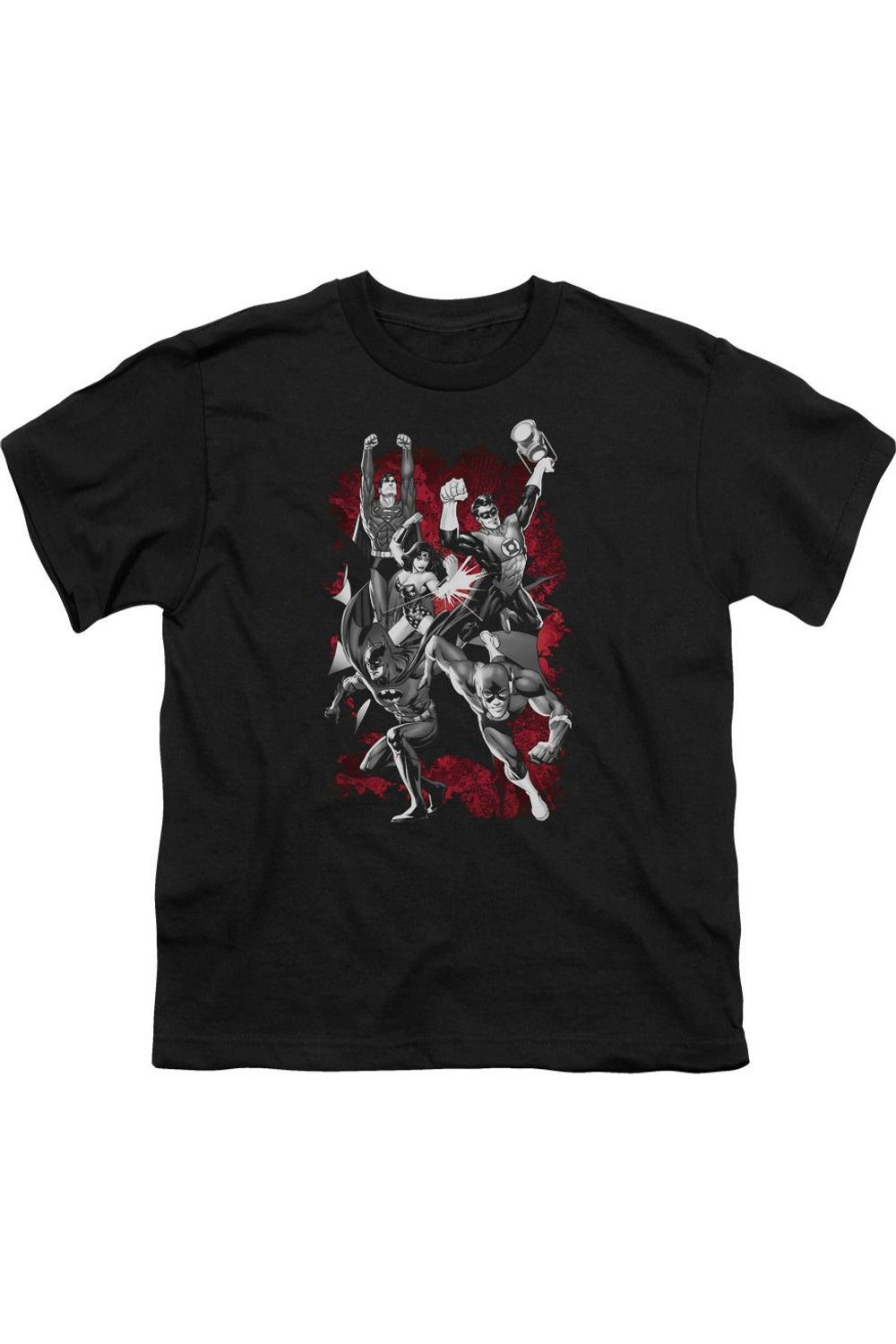 

Футболка с коротким рукавом для детей "Justice League of America" с эффектом взрыва Gildan, черный