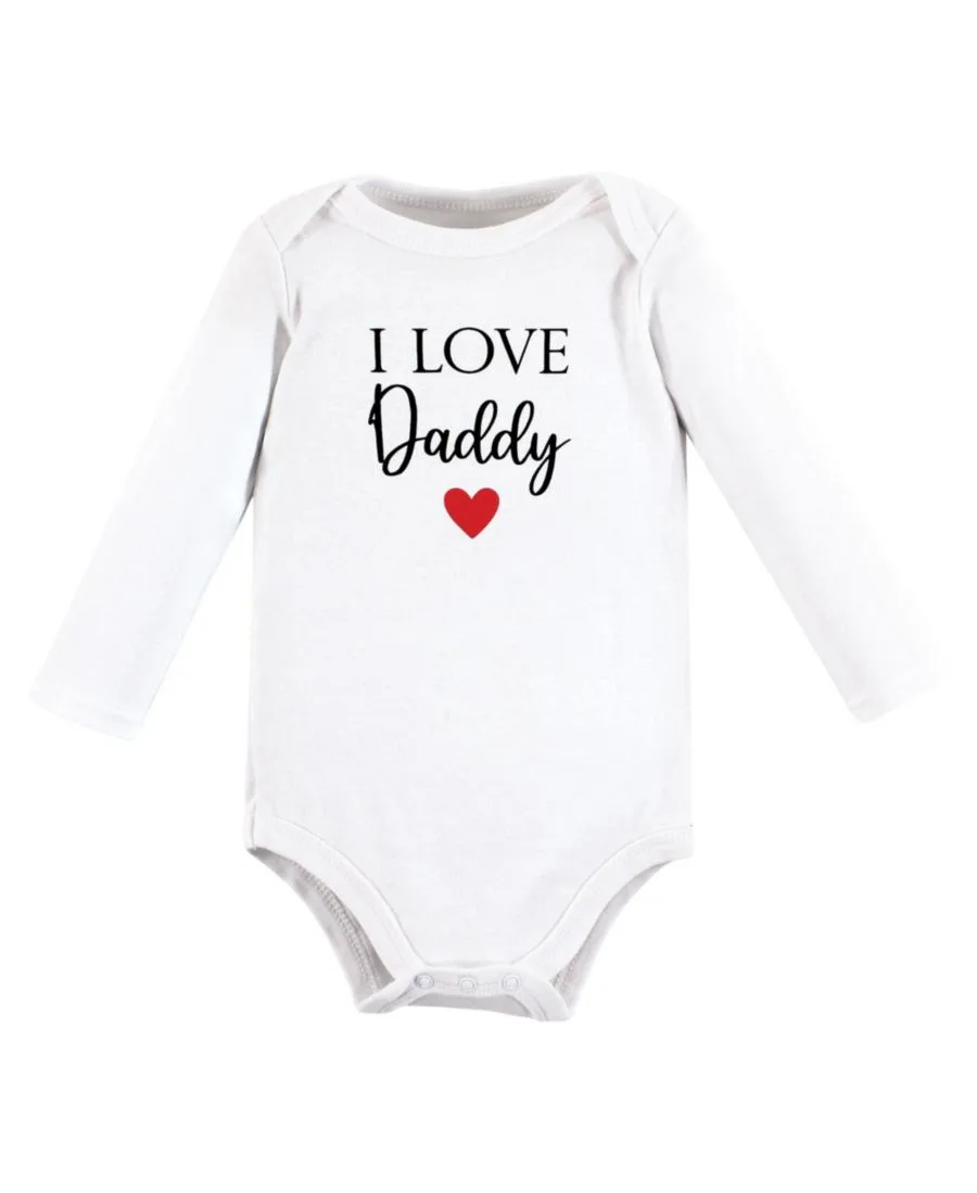 Комплект из 3 хлопковых боди с длинными рукавами Hudson Baby, girl daddy красный черный 3-pack — фото 2