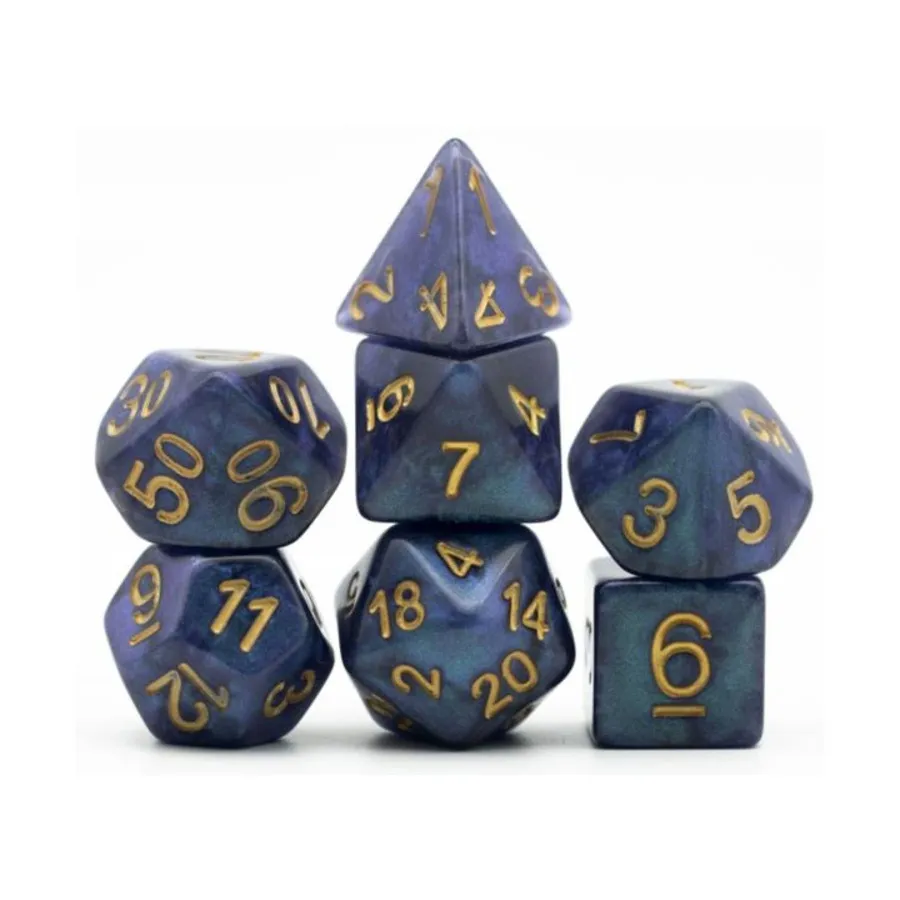 

Набор Poly - Круиз по Карибскому морю с золотом (7), Dice Sets - Resin/Acrylic - Blue, Green, & Purple (Foam Brain Games)