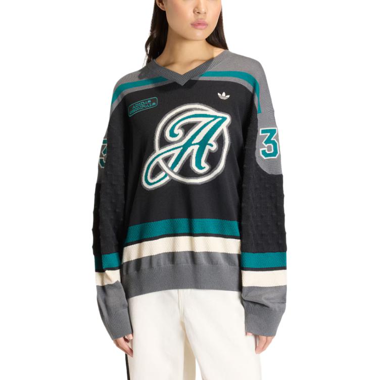 FW25 OS SPORTS JERSEY свитер женский Adidas Originals, черный/темно-серый — фото 3