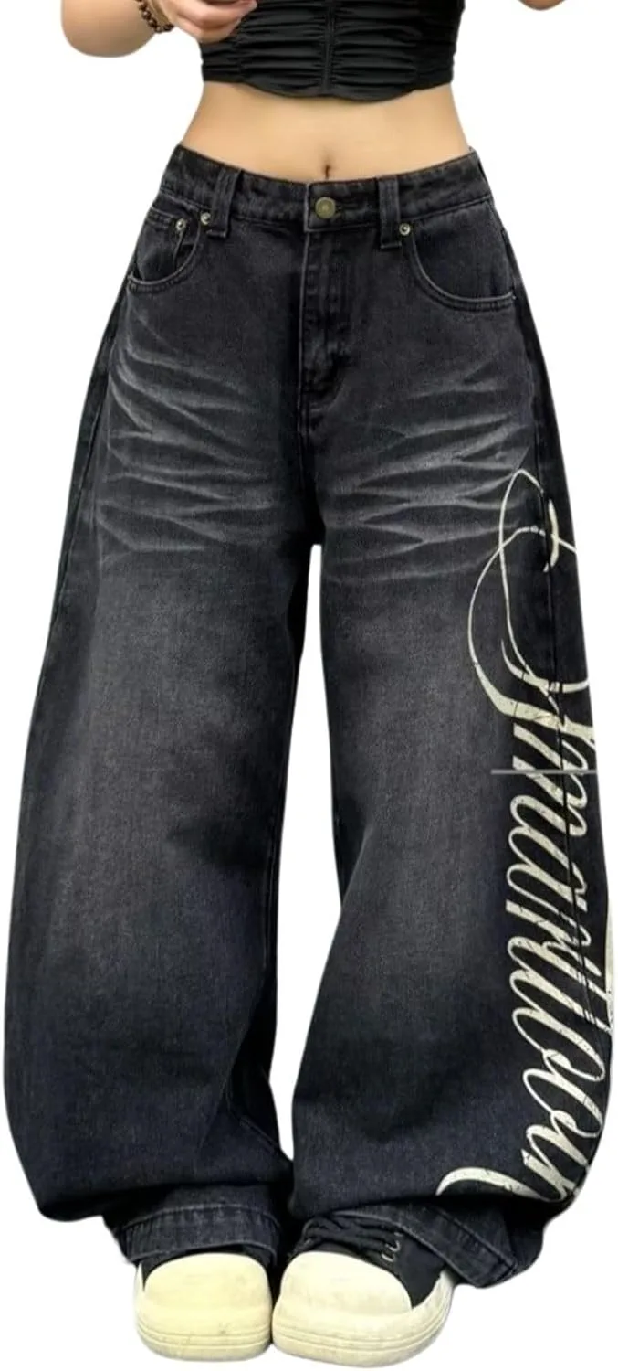 

Джинсы baggy с вышивкой, barrel leg, high rise, в стиле grunge BeRamg