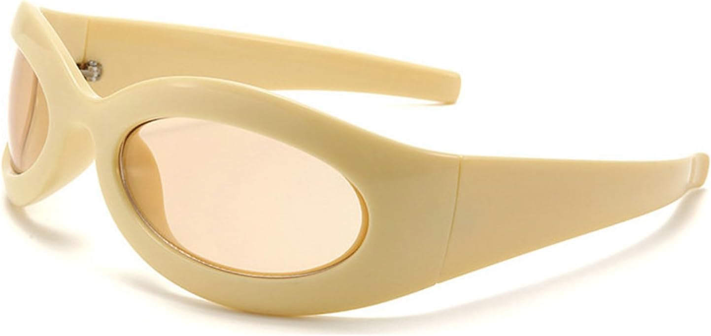 

Солнцезащитные очки Helena с обтекаемой формой, модные футуристические солнцезащитные очки большого овального размера для мужчин и женщин, стиль Y2K, модные очки S68, C3