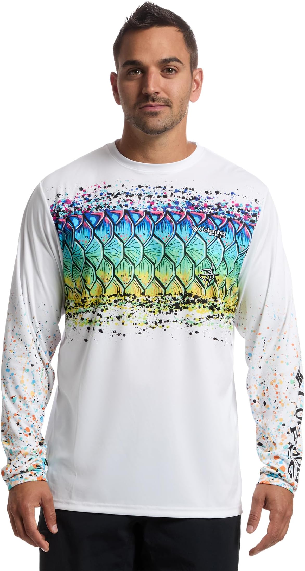 

Лонгслив Columbia Terminal Tackle PFG X Bentley Long Sleeve, цвет White/PFG Bentley Tarpon Scales