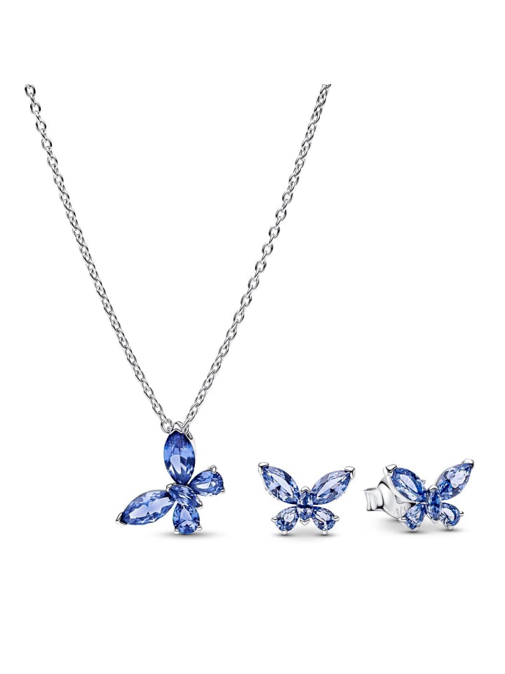 

Pandora Женский подарочный набор: колье и серьги-гвоздики, бабочка, синий