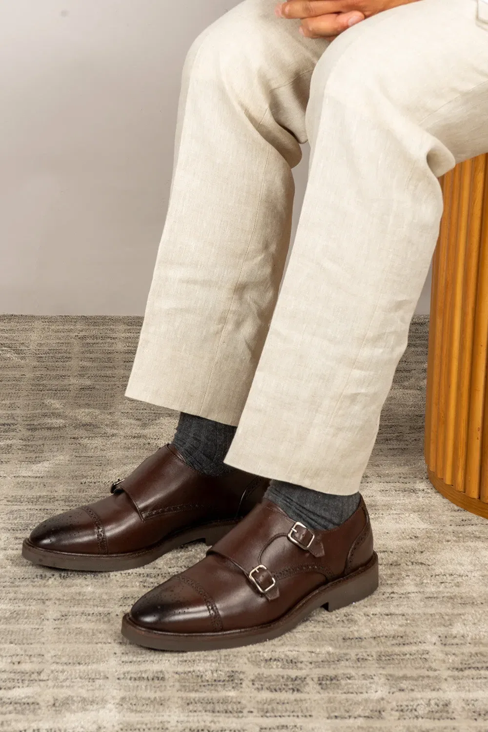 Туфли броги monk strap из кожи Shelby от Oswin Hyde, темно-коричневый — фото 2