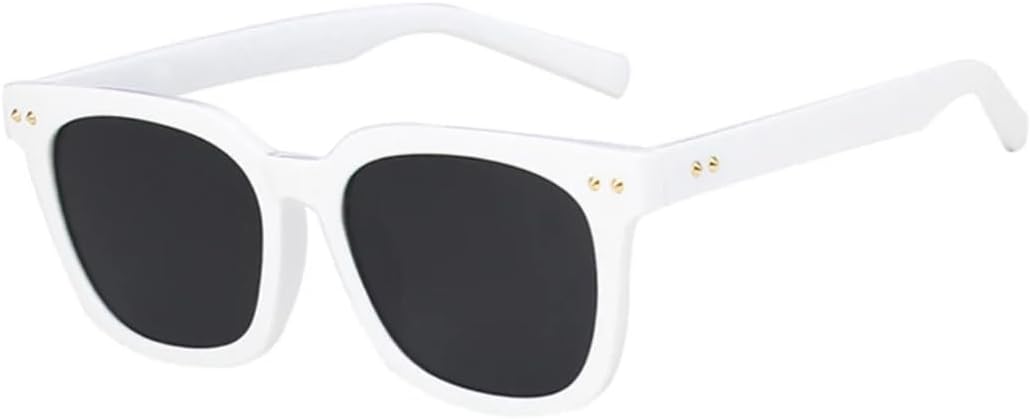 

Солнцезащитные очки с защитой UV400 | Большая оправа с заклепками и цветными линзами | Для женщин и мужчин, для занятий спортом на открытом воздухе и вождения DSVIGF, White Gray