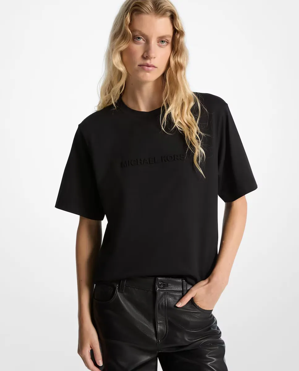 

Женская хлопковая футболка с логотипом Michael Michael Kors, черный