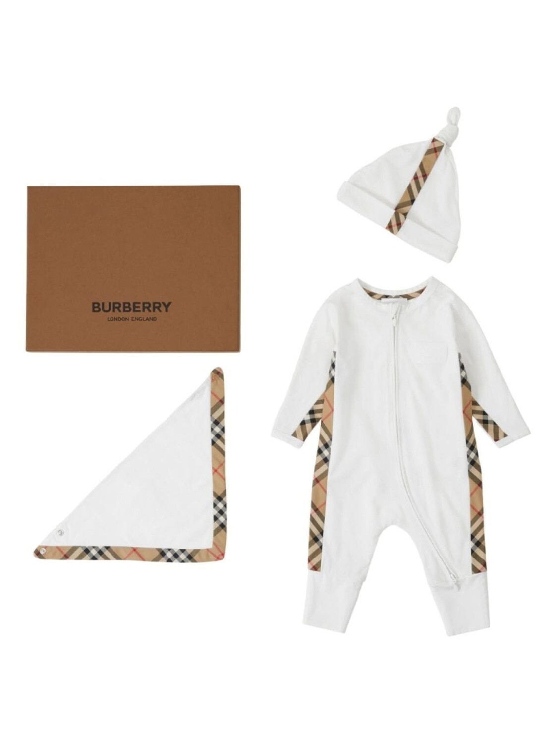 

Burberry Kids комплект для новорожденного в клетку Vintage Check, белый