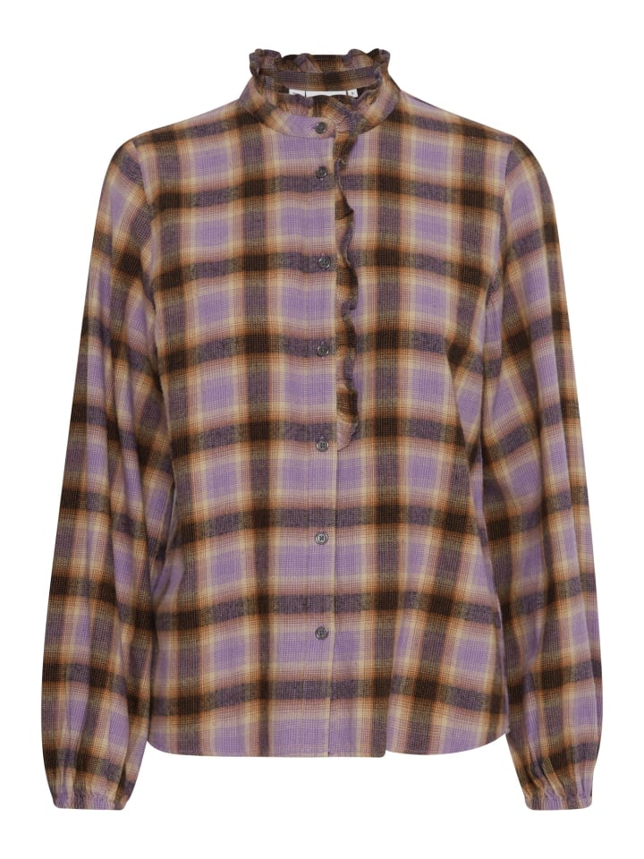 

Рубашка с оборкой PZKATELYN, классический крой, в клетку Irish Cream Check PULZ Jeans