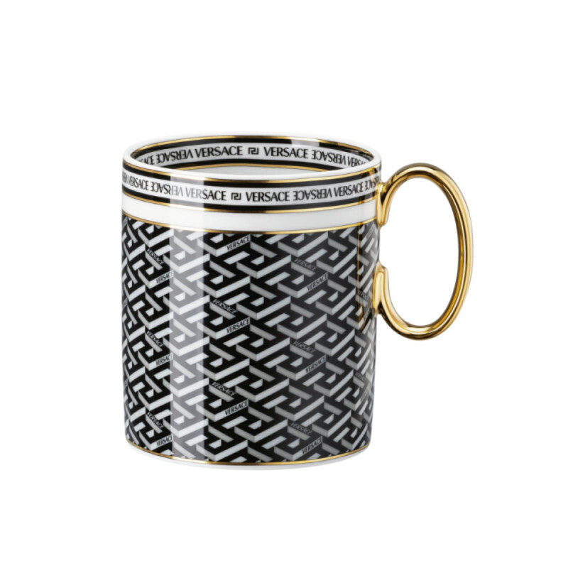 

Rosenthal Versace La Greca Signature Черная кружка с ручкой 0,30 л Rosenthal meets Versace, белый/золотой/черный