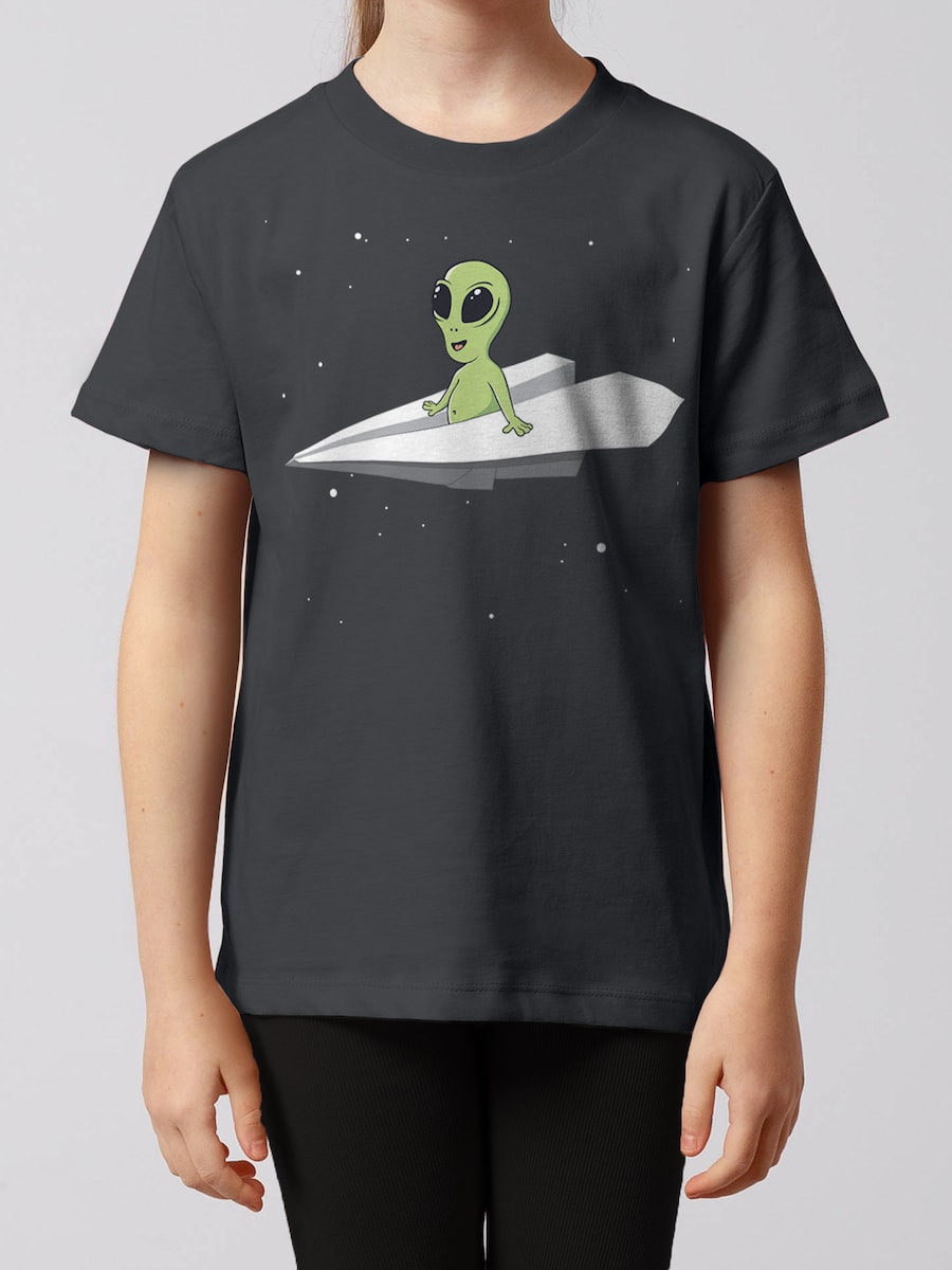 Рубашка watabout.kids Alien On A Paper Plane, антрацит/светло-серый — фото 3