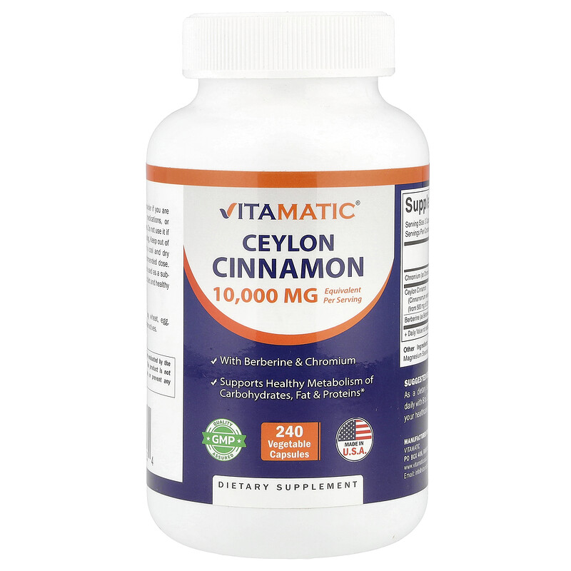 

Vitamatic, Цейлонская корица, 240 растительных капсул