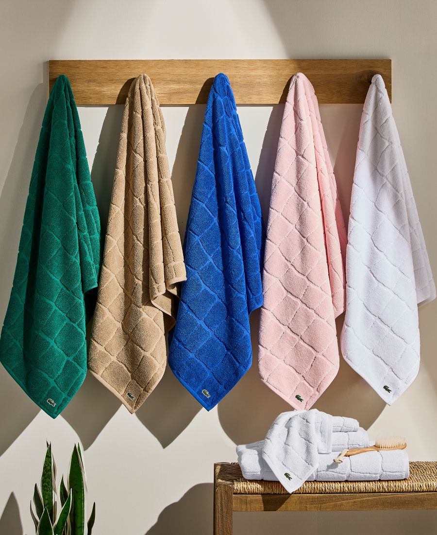 Хлопковая мочалка heritage croc scale, 13 x 13 дюймов. Lacoste Home, White — фото 4