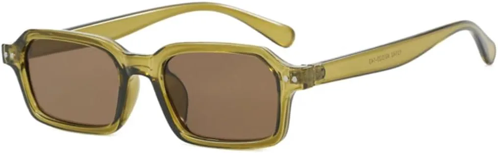 

Ретро маленькие прямоугольные солнцезащитные очки для женщин, модные солнцезащитные очки UV400 для мужчин, трендовые очки с заклепками в стиле панк UATXTAU, Green Tea