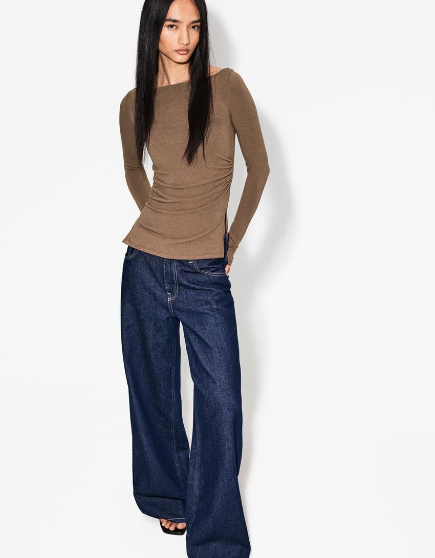 

Футболка с длинным рукавом Bershka, желтый