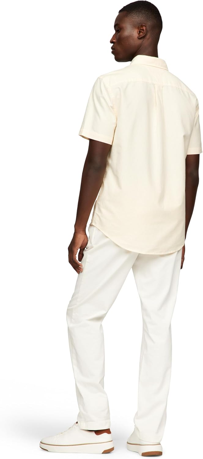 Рубашки оксфорды Tommy Hilfiger Men's с коротким рукавом, классический крой, мужские рубашки на пуговицах, Citronella / Optic White — фото 4
