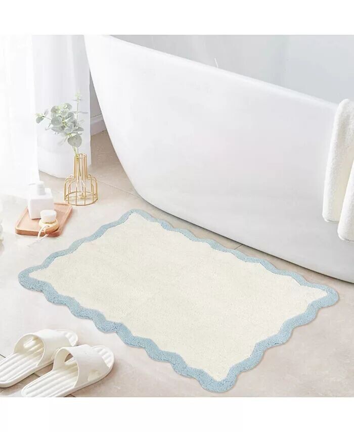 

Хлопковый коврик для ванной с контрастными зубцами, 20 x 30 дюймов Pure Bath, синий